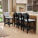 Ver imagem 2 de Kit 03 Banquetas Baixa Bar Cozinha E Sala De Jantar Fixa Betta L02 Preto Linho Cinza - Lyam Decor