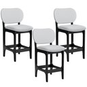 Ver imagem 1 de Kit 03 Banquetas Baixa Bar Cozinha E Sala De Jantar Fixa Betta L02 Preto Linho Cinza - Lyam Decor