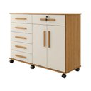 Ver imagem 5 de Cômoda Versátil Rodízios Gran Luxo para Sala e Quarto Porta TV Aparador Sapateira - Nature/Off-White