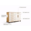 Ver imagem 2 de Cômoda Versátil Rodízios Gran Luxo para Sala e Quarto Porta TV Aparador Sapateira - Nature/Off-White