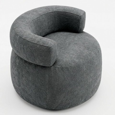 Poltrona Decorativa Orgânica Living Kayce Bouclê Premium Cinza Escuro - Abmaza