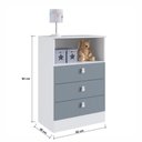 Ver imagem 2 de Cômoda Percasa Ursinho 3 Gavetas 1 Prateleira 62cm MDP 15mm Azul Corrediça Telescópica