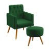 Kit Poltrona Vega Capitonê com Puff Solar Suede Verde Aradecor - 1
