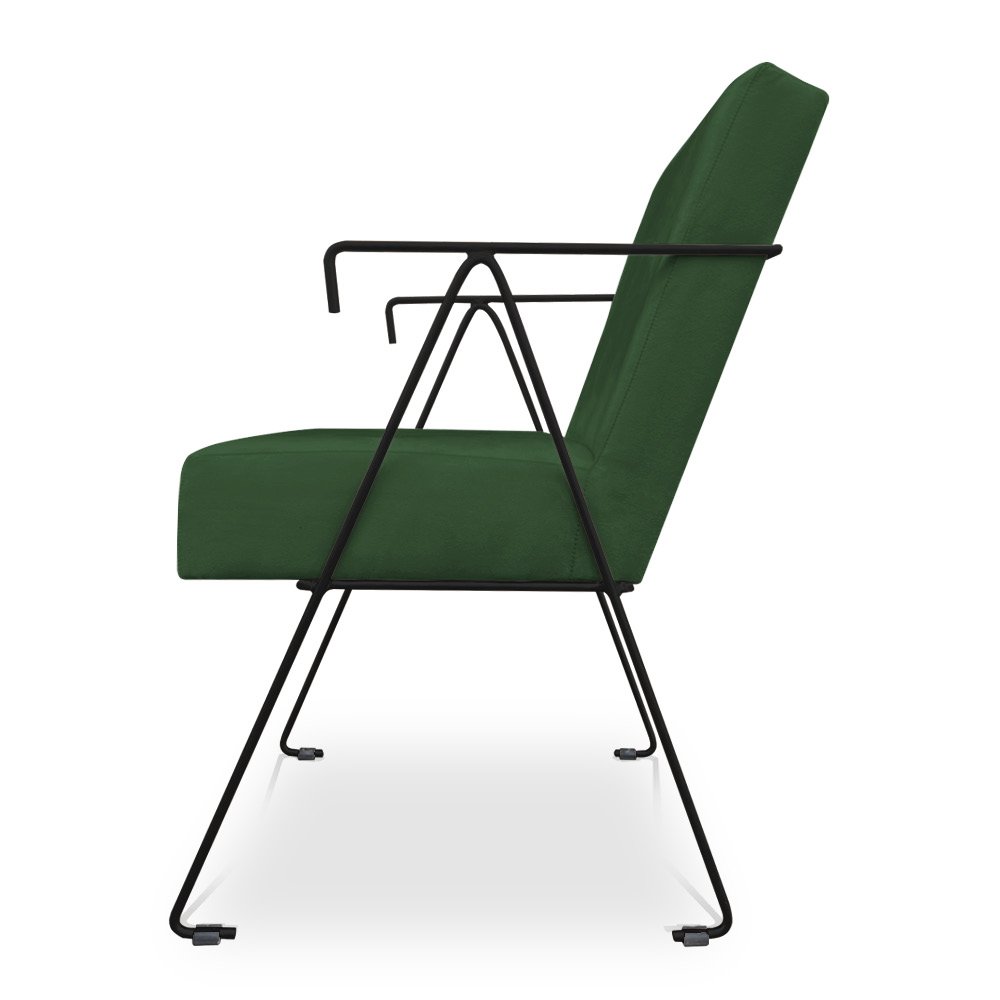 Poltrona Decorativa Taina Suede Verde Base Metálica Industrial Preto - Pallazio - 4
