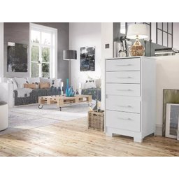 Cômoda Reforçada Compacta Branco com 5 Gavetas Espaçosa Luxo Pry - 2