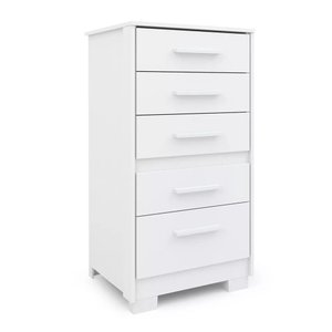 Cômoda Reforçada Compacta Branco com 5 Gavetas Espaçosa Luxo Pry
