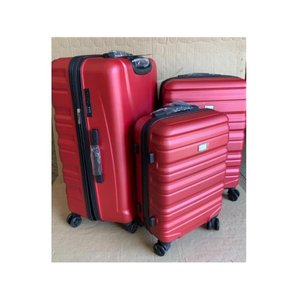 Conjunto 3 Malas Viagem Rígida Vinho C/ Rodas Duplas 360º P, M, G, de Bordo, média, grande Fibra ABS