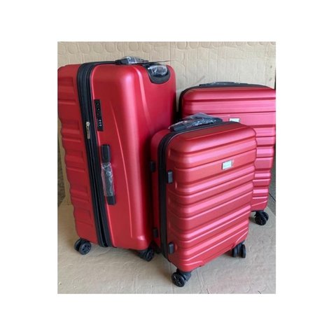 Conjunto 3 Malas Viagem Rígida Vinho C/ Rodas Duplas 360º P, M, G, de Bordo, média, grande Fibra ABS