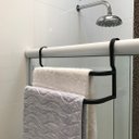 Ver imagem 2 de Porta Toalhas Duplo Toalheiro para Box Preto Fosco 60cm Fs
