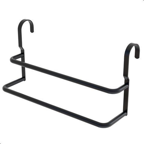 Porta Toalhas Duplo Toalheiro para Box Preto Fosco 60cm Fs