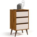 Ver imagem 1 de Mesa de Cabeceira Pés Retrô 3 Gavetas 43cm Wood Freijó/off - Ej Móveis