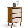 Mesa de Cabeceira Pés Retrô 3 Gavetas 43cm Wood Freijó/off - Ej Móveis - 1