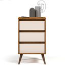 Ver mais imagens de Mesa de Cabeceira Pés Retrô 3 Gavetas 43cm Wood Freijó/off - Ej Móveis