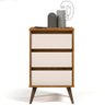 Mesa de Cabeceira Pés Retrô 3 Gavetas 43cm Wood Freijó/off - Ej Móveis - 8