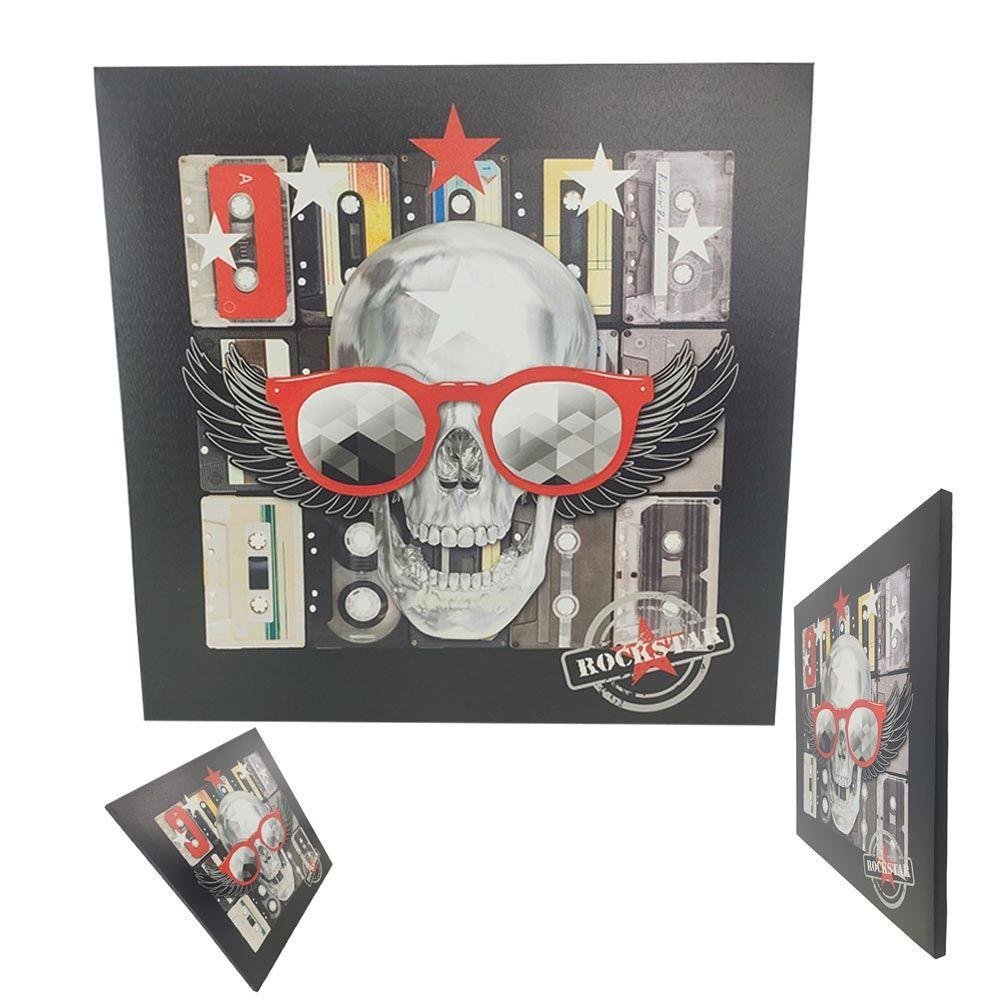 Quadro Rockstar Caveira Banda Musica Rock 50x50 Casa Quarto Sala Parede ...