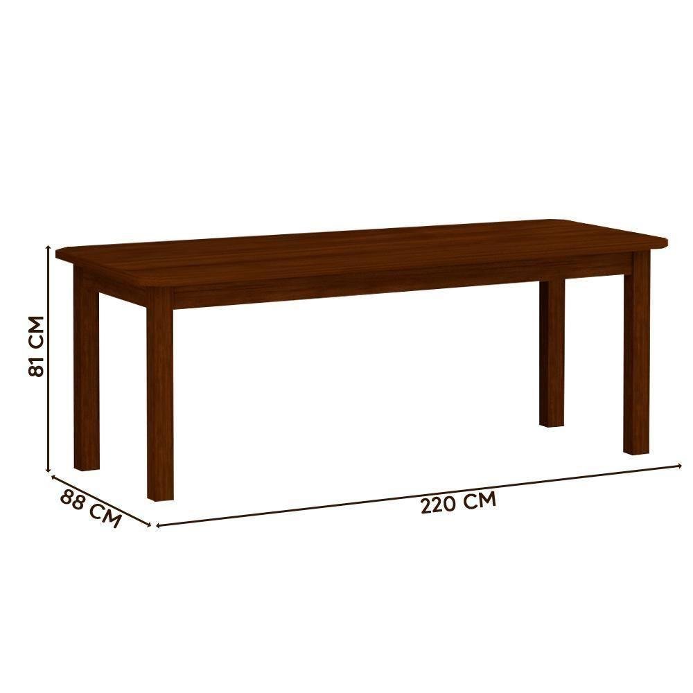 Conjunto Sala de Jantar Madeira Maciça Safira com 10 Lugares Estofado Castanho - 2