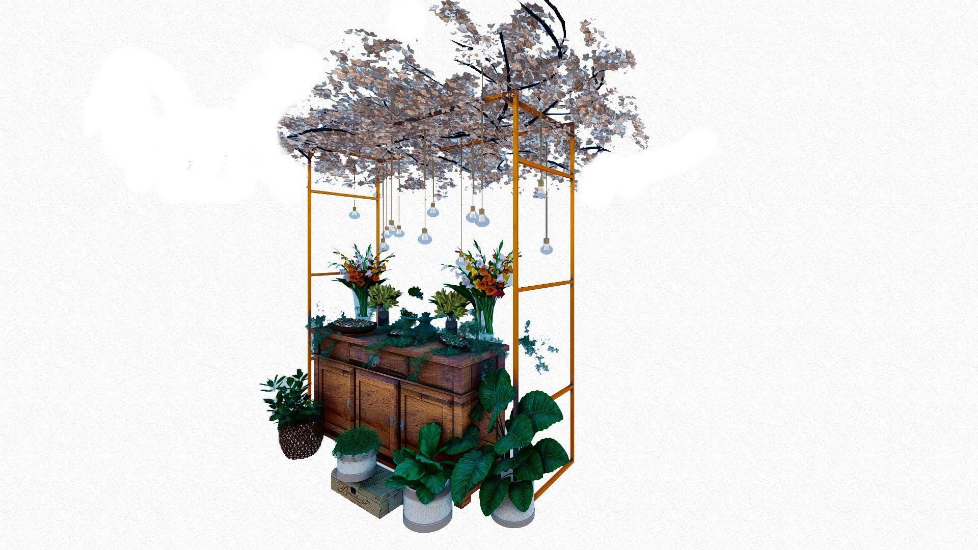 Kit Gazebo + Esteira de Palha Taboa para Decorar Jardins com Flores, 250cm Portátil e Desmontável - 6