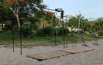 Kit Gazebo + Esteira de Palha Taboa para Decorar Jardins com Flores, 250cm Portátil e Desmontável - 5