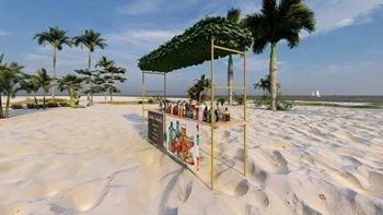 Kit Gazebo + Esteira de Palha Taboa para Decorar Jardins com Flores, 250cm Portátil e Desmontável - 2