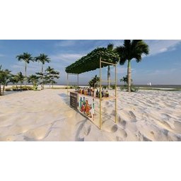 Kit Gazebo + Esteira de Palha Taboa para Decorar Jardins com Flores, 250cm Portátil e Desmontável - 2