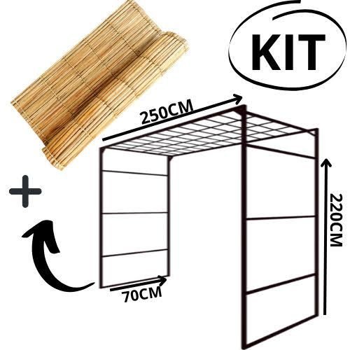 Kit Gazebo + Esteira de Palha Taboa para Decorar Jardins com Flores, 250cm Portátil e Desmontável - 3