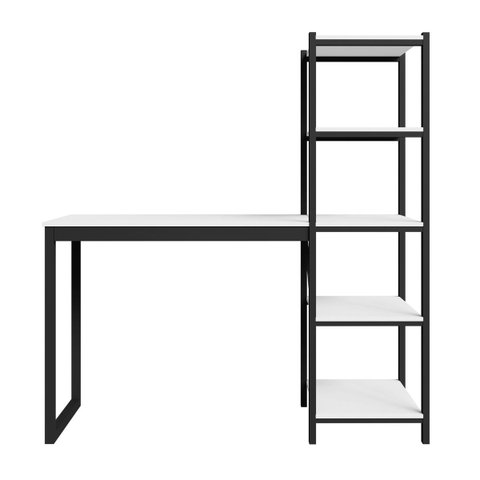 Escrivaninha Modelo Fit C/ Prateleiras Mdf e Aço Resistente:branco