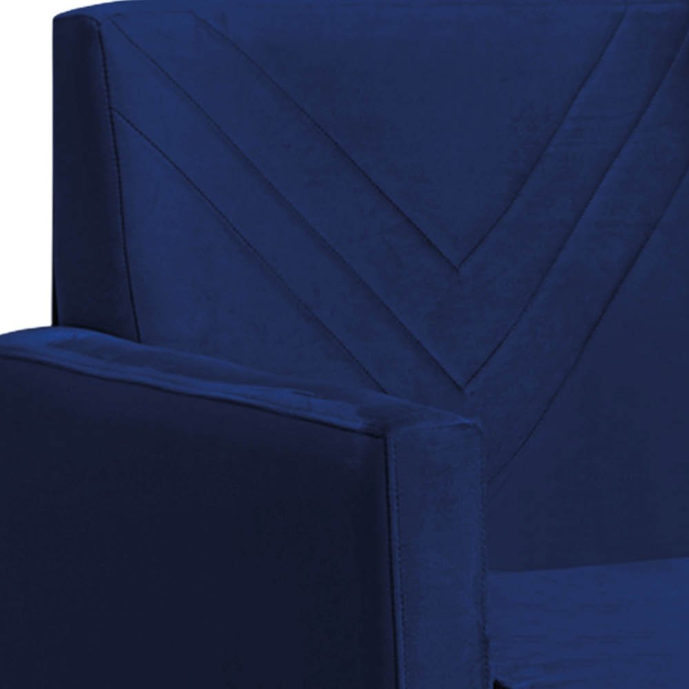 Poltrona Bia Base Preta Aço Suede Azul Sala, Recepção - 4