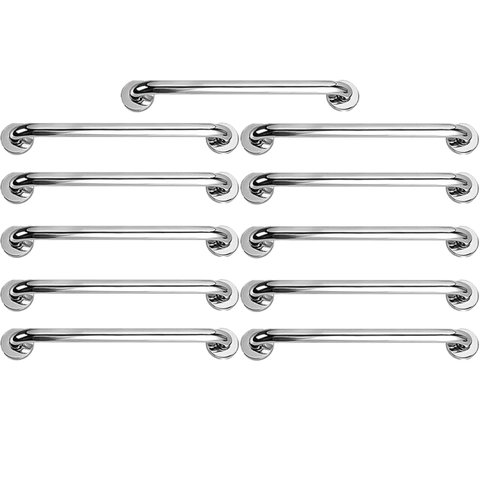 Barra Alça Apoio 50cm Aço Inox Banheiro Kit 11 Uni Segurança Gestante Idoso Cadeirante Box Banheiro 