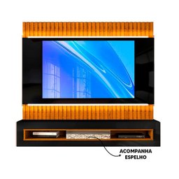 Painel Suspenso Ripado 100% MDF TV Até 65 Polegadas Preto Freijó Marcco Shop JM - 2