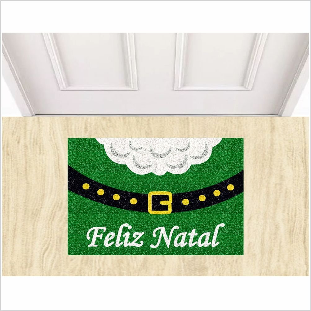 TAPETE FELIZ NATAL CINTO PAPAI NOEL COR VERDE.