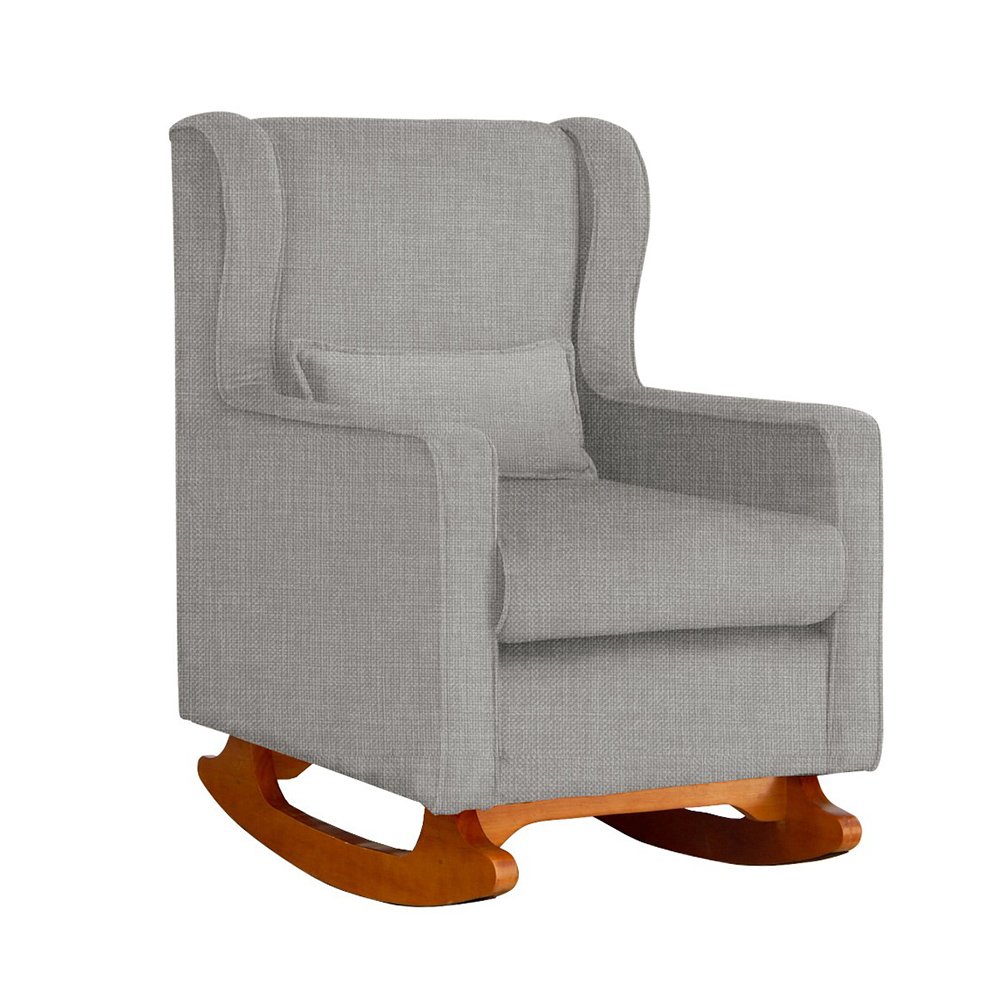 Poltrona de Amamentação Aconchego Balanço Tecido Linho - V8 Decor:bege - 1