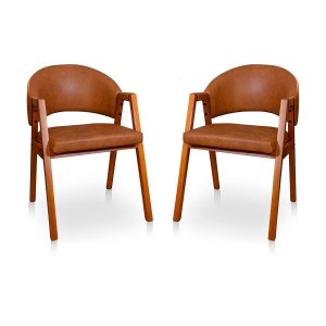 Kit 2 Poltronas Cadeira para Sala Madeira Maciça Kora Omega Caramelo
