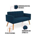 Ver imagem 5 de Namoradeira e 2 Poltronas Pé Palito Castanho Elisa Bouclê Azul D03 - D'Rossi