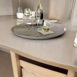 Prato Bandeja Giratória Sobrepo Centro Mesa Mdf Laqueado com Vidro Fixo 60cm - 2