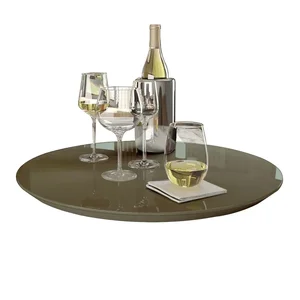 Prato Bandeja Giratória Sobrepo Centro Mesa Mdf Laqueado com Vidro Fixo 60cm