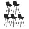 Kit 05 Banqueta Alta Lexi Com Encosto Cozinha Bar Balcão Bistrô Ferro Preto Tecido Sintético Preto - - 1