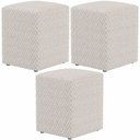 Ver imagem 1 de Kit 03 Puffs Quadrado Decorativo L02 Bouclê Cru - Lyam Decor