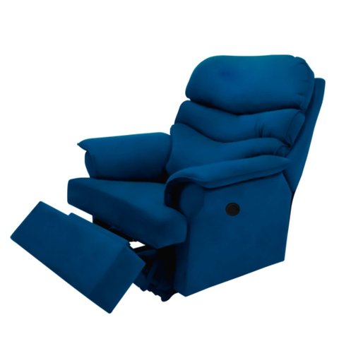 Poltrona Reclinável Manual Suede Azul Royal