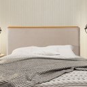 Ver imagem 1 de Cabeceira Cama Box Casal 1,40m Estofada Detalhe em Madeira Java Linho Bege
