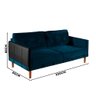 Sofá 3 Lugares Living 2,00M Veludo Azul Corino Preto Rio Shop JM - 4