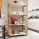 Ver imagem 2 de Estante Armário Steel 90cm Estilo Industrial com Pés em Aço Dourado/off White