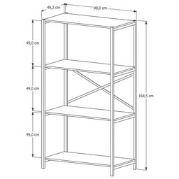 Estante Armário Steel 90cm Estilo Industrial com Pés em Aço Dourado/off White - 3