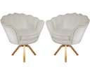 Ver imagem 1 de Kit 2 Poltronas Decorativa Pétala Base Giratória Madeira Suede Bege Mz Decor