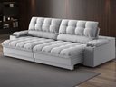 Ver imagem 1 de Sofá com Porta Copos e Carregador Usb Ret Rec Luke 2,50m Linho Soft Prata - Netsofas