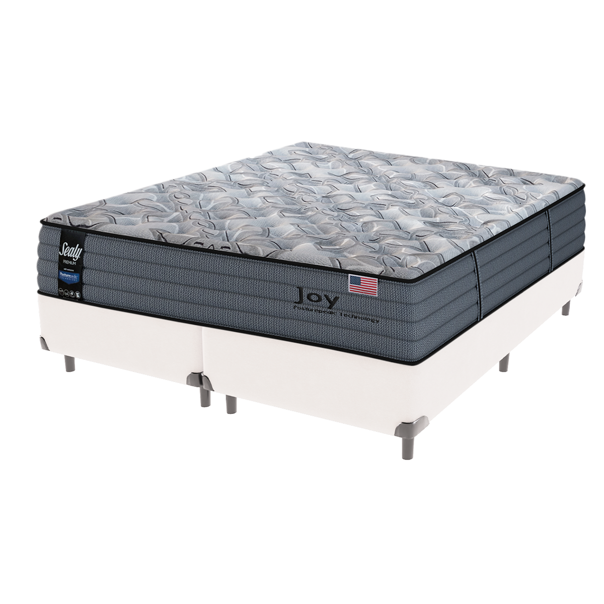 Cama Box Branco e Colchão King Joy Molas Ensacadas Sealy - 1