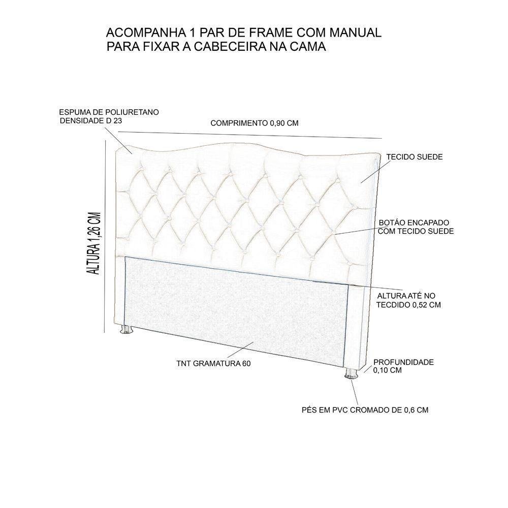 Cabeceira Estofada Cama Box Capitone Pérola Suede Largura 90 Cm (solteiro) Suede Preto - 2