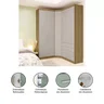 Guarda Roupas Modulado de Canto Diagonal 3 Peças com 5 Portas e 4 Gavetas Paris Avelã/Cinammon Lucia - 4