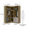 Guarda Roupas Modulado de Canto Diagonal 3 Peças com 5 Portas e 4 Gavetas Paris Avelã/Cinammon Lucia - 2