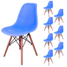 Kit 8 Cadeiras Charles Eames Eifell 130 Furadinha:Azul Bebe - 1