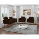 Ver imagem 1 de Kit 4 Poltronas Decorativas Escritório Sala Recepção Larah Suede Marrom